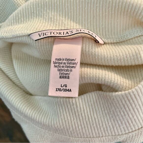 Victoria's Secret Cream Waffle Knit Henley Cozy Long Sleeve Size Large - Picture 8 of 11